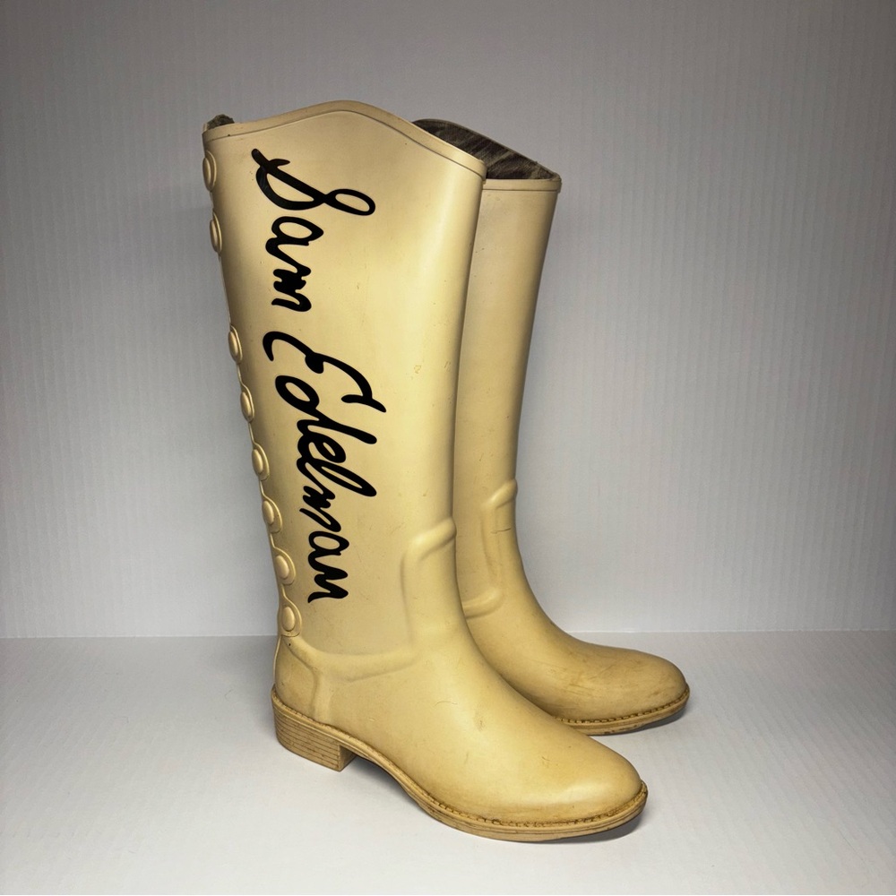 Sam Edelman - Cream Tall Button-Trim Boots